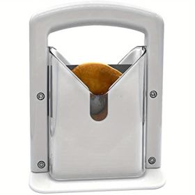 1pc Stainless Steel Bagel / Bun Guillotine Slicer with Safety Handle