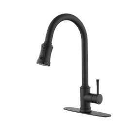 Single Handle High Arc Pull Out Kitchen Faucet, Single Level Stainless Steel Kitchen Sink Faucets with Pull Down Sprayer