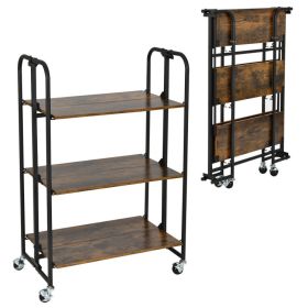 Mini Portable Kitchen Utility Serving Island Cart with Storage Shelves