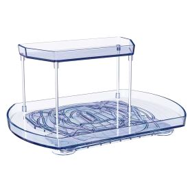 2 Tier Turntable Organizer Rectangular; Spinner Storage Rack with 360° Rotatable Slide Rail