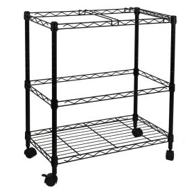 Oceanstar Portable 2-Tier Metal Rolling Cart, Black