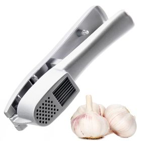 Garlic Press & Slicer 2 in 1 - Aluminum Garlic & Ginger Mincer and Slicer - with Slicing and Grinding