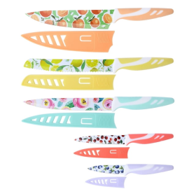 UPTRUST Knife Set, 10-piece Kitchen Knife Set; Nonstick Coated with 5 Blade Guard; Multicolored Fruit Knives, Perfect as Kitchen Gifts