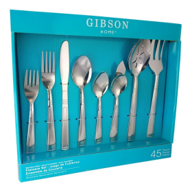 Gibson Home Astonshire 45 Piece Tumble Finish Flatware Set