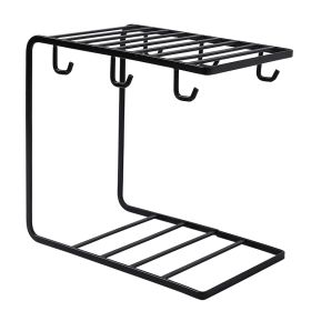 Iron Cup Holder Storage Rack (Color: Black)