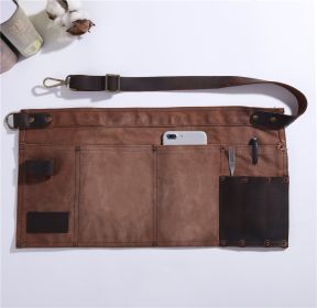 Baked Denim Canvas Leather Short Apron with Pockets (Option: A style of canvas coffee)