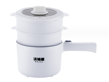 Home Integrated Noodle Cooking Small Pot Electric (Option: White-Single pot double steaming gri-CN)