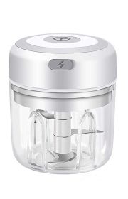 Mini Electric Garlic Chopper, Ginger Masher, Durable Chili Vegetable Crusher - USB Charging (Option: White250ML-USB)