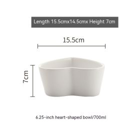 Nordic Ceramic Heart-shaped Bowl (Option: White-6 inches)