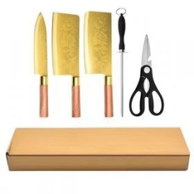 Gold Kitchen Alloy Bone Cutting Slice Knife Set (Option: 5 Pcs Set)