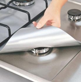 4 Piece pack Gas Stove Protective Pad Mat (Option: Silver 4 Pieces)