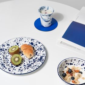 Ink-splashed Enamel Fruit Plate, Water Cups, Dishes, Tableware (Option: Three piece suit)