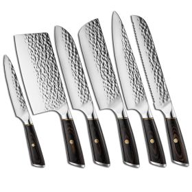 Hammer Pattern Forging Kitchen Knife 6-piece Set (Option: 6piece set)