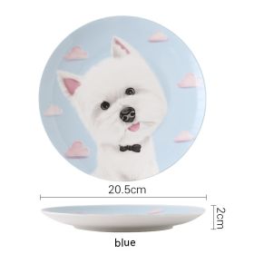 Bone Porcelain Cartoon Food Plate Dessert (Option: Blue-20.5CM)