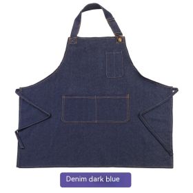 Jean Apron Adjustable Halter Overalls (Option: Denim Dark Blue Style)