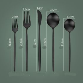 Modern Style Stainless Steel Knife, Fork And Spoon Set (Option: Black Five Main Pieces)