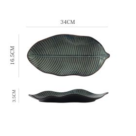 Japanese Fish Creative Leaf Dinner Kiln Changed Ceramic Dinner Plate (Option: F)