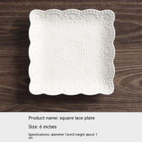 Ceramic 6-inch Small Plate Dessert (Option: Lace Square Plate)