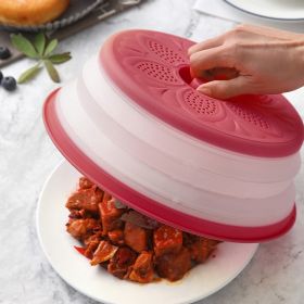 1pc Kitchen Foldable Microwave Food Cover; Reusable Clear Refrigerator Preservation Lid (Color: Rose Red)