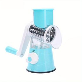 4 in1; Vegetable Slicer; Multifunctional Fruit Slicer; Manual Food Grater; Rotary Cutter; Vegetable Grinders (Color: Blue)