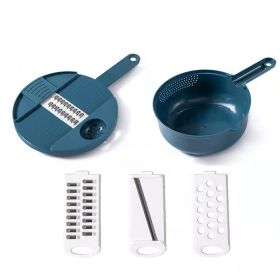 1pc Multifunctional Vegetable Cutter, Potato Shredded Grater, 3 Blades Or 6 Blades (Color: Blue--Three Blades)