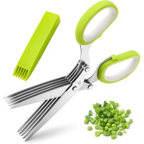 1pc 5 Blade Kitchen Shears Herb Cutter For Chopping Basil Chive Parsley (size: One Size)