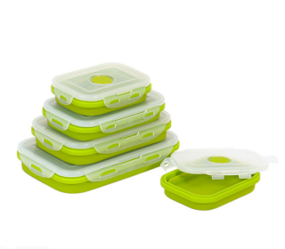 Reusable Pizza Storage Container with  Microwavable Serving Trays - Adjustable Pizza Slice Container to Organize & Save Space - BPA Free, Microwave (Color: green, size: 350ML)