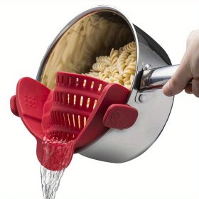 1pc Silicone Pot Strainer & Pasta Strainer, Adjustable Clip-on Strainer for Pots, Pans, And Bowls (Quantity: 1 Pack Red)