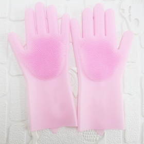 1 Pair Dishwashing Cleaning Gloves - Magic Silicone Rubber Dish Washing Glove (Color: Pink, size: 1 Pair)