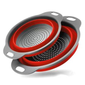 2pcs Collapsible Colanders Folding Strainers (Color: 2pcs set red)