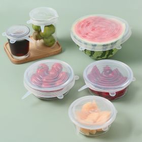 6Pcs Food Silicone Cover; Fresh-keeping Stretchy Lid Cap; Reusable (NUM: 1 Set)