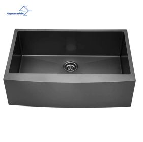 American Farmhouse Sink Gunmetal Black Surface/Stainless Steel Surface Kitchen Sink; Apron Front Kitchen Handmade Sink with Drain (Thickness: 16 Gauge, size: 30 inch)