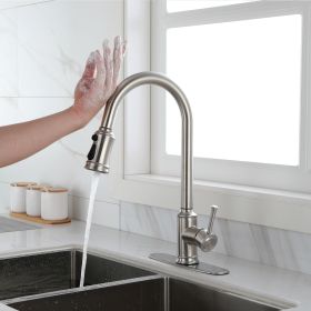 Touch Kitchen Faucet with Pull Down Sprayer, Single Handle High Arc Pull out Kitchen Faucet (Color: Brushed Nickel)